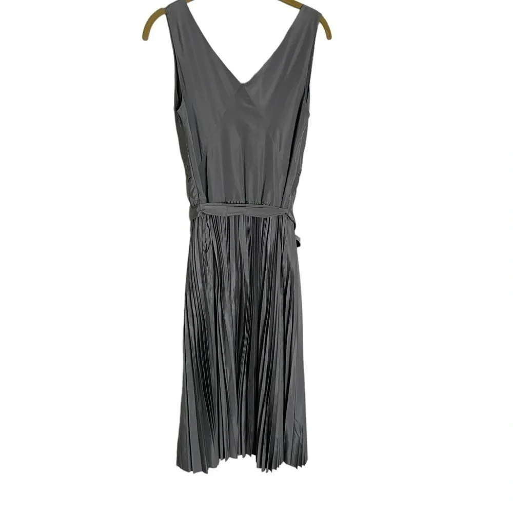 Banana Republic Gray Accordion Knife Pleat Formal Bridesmaid Dress Silk 4